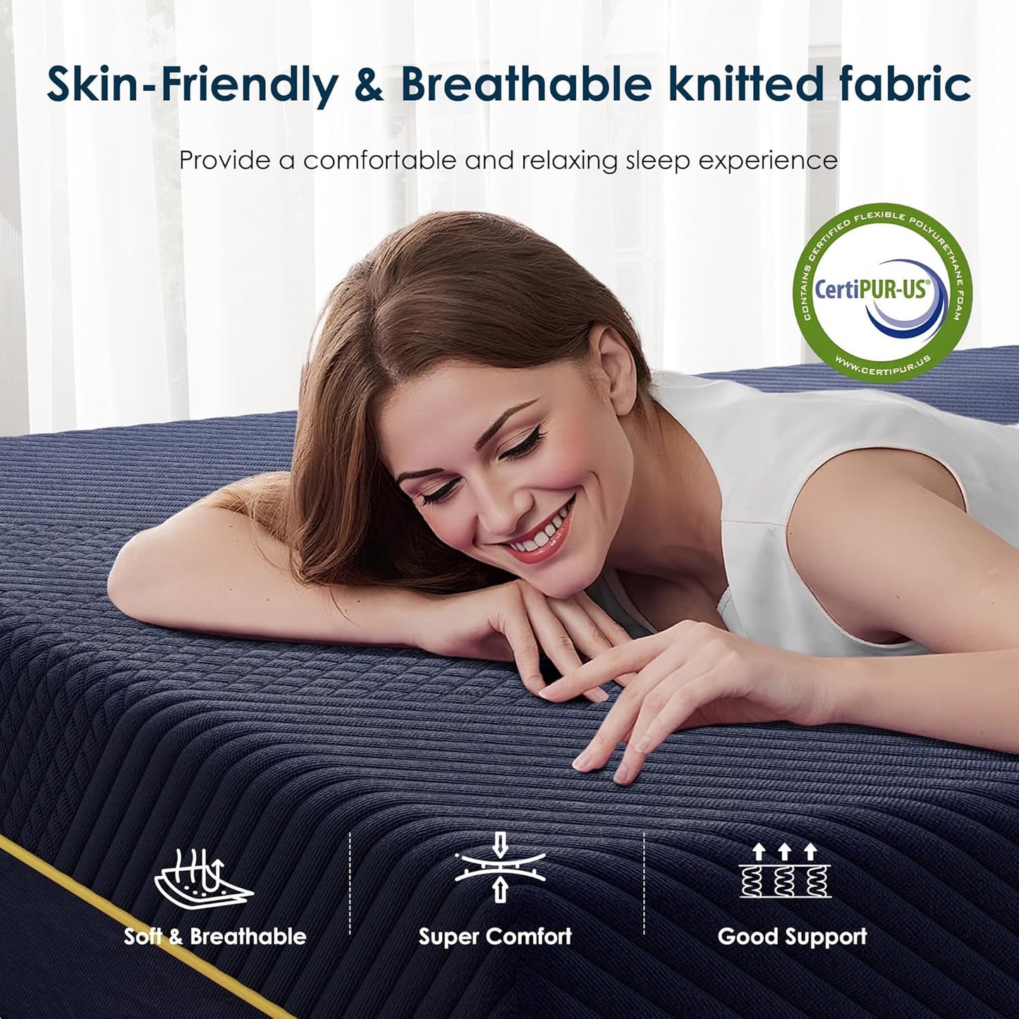 SDHYL Full Mattress, 14 Inch Gel Infused Memory Foam Mattress for Good Sleep, Bed in a Box Mid Firm CertiPUR-US Certified & Fiberglass Free, Washable Cover, 75"*54"