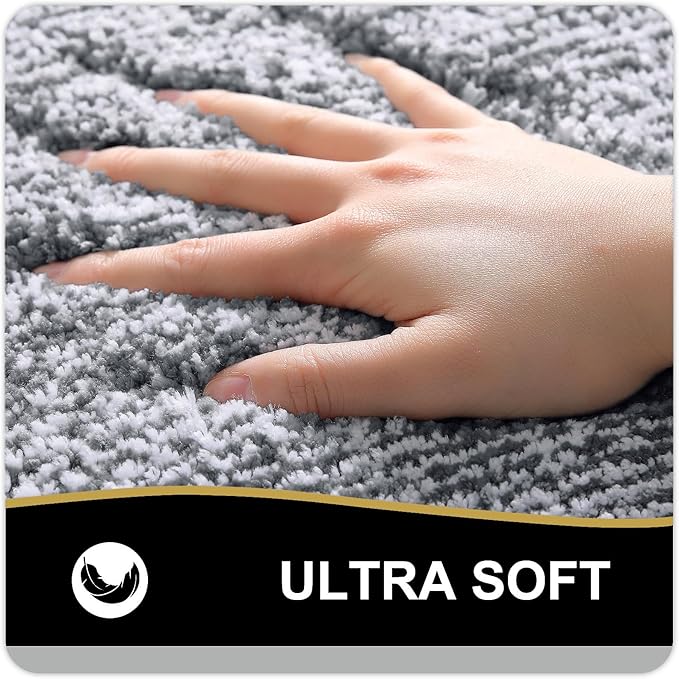 OLANLY Bathroom Rugs 47x20, Extra Soft and Absorbent Microfiber Bath Mat, Non-Slip, Machine Washable, Quick Dry Shaggy Bath Carpet, Suitable for Bathroom Floor, Tub, Shower (Runner, Dark Grey)