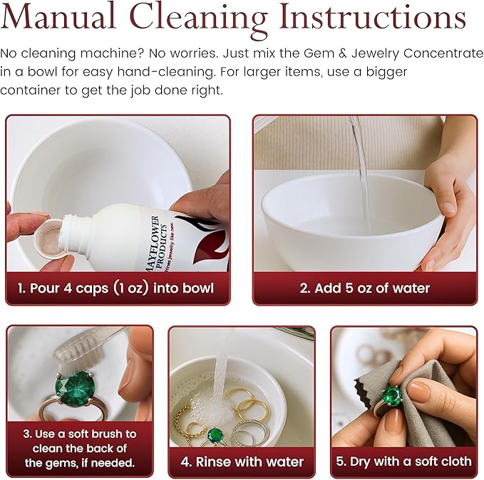 Mayflower Jewelry Cleaner for Ultrasonic Machine Made in USA Non Toxic Tarnish Remover Solution Concentrate for Cleaning Gems Diamond Rings Silver Gold and Platinum. Cleans Eyeglasses (8 oz)