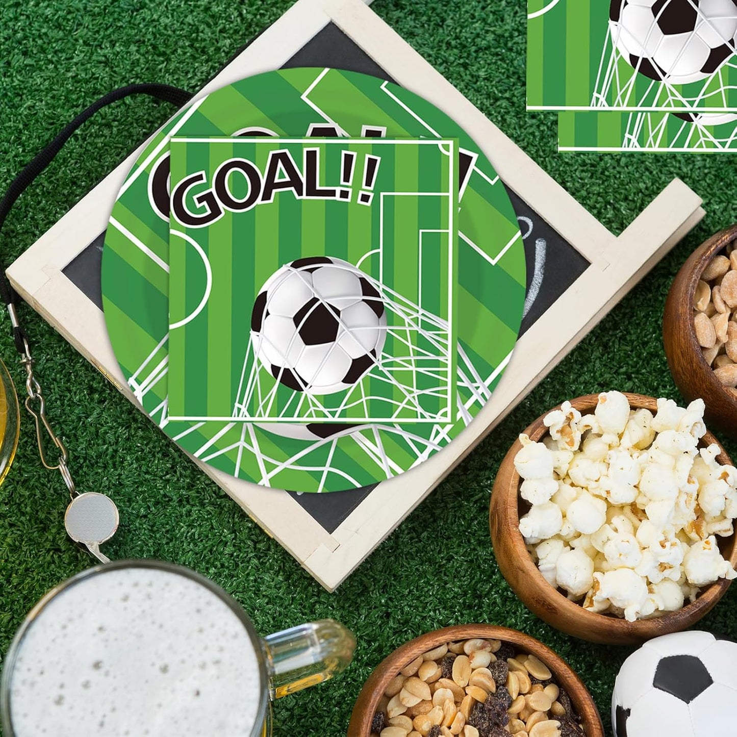 40PCS Soccer Paper Plates and Napkins Party Supplies, Disposable Soccer Party Tableware Set for 20 Guests