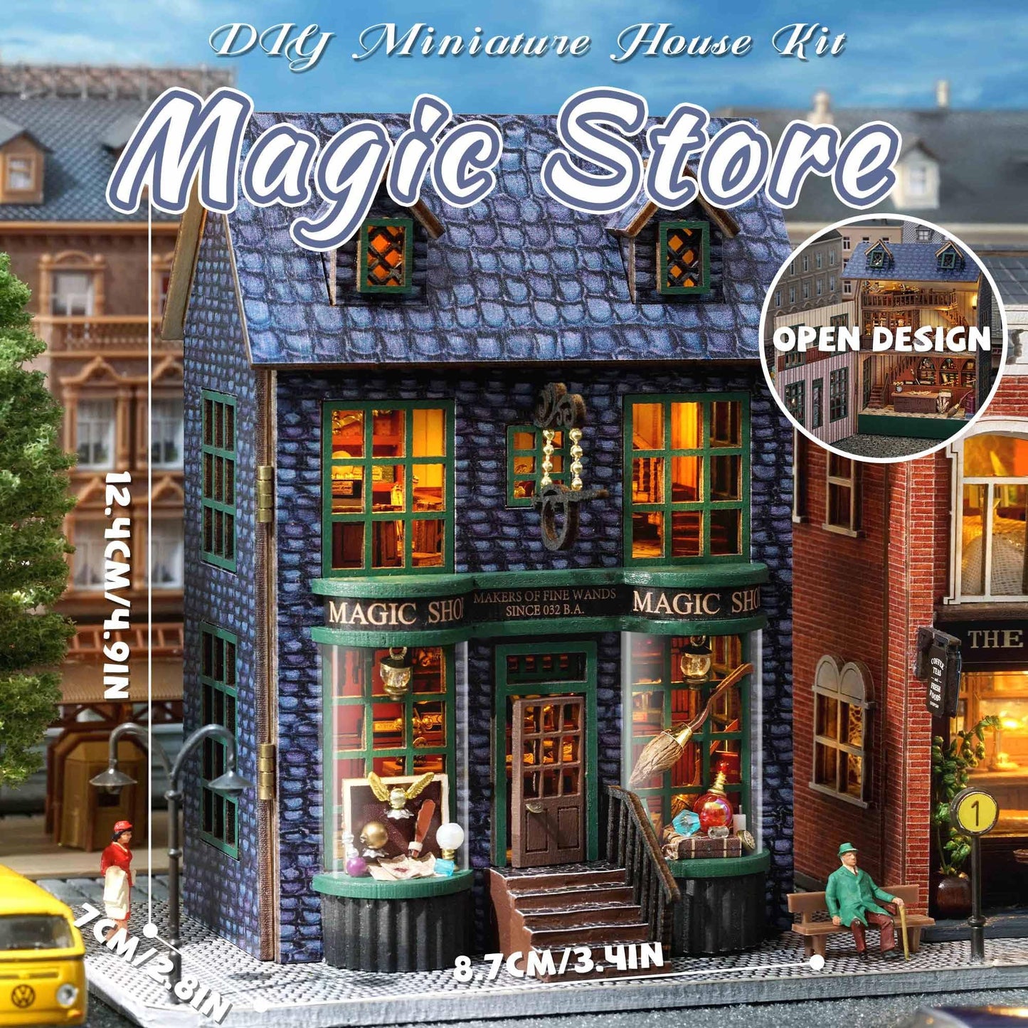 Kisoy DIY Miniature House Kit, Tiny House Building Kit with Furniture and LED Light for Adults and Teens, DIY Mini House Craft Kit, Decorations/Gifts for Family and Friends(Magic Shop)