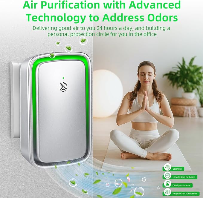 Plug in Ionic Air Purifier: 6 Pack Air Ionizers for Home - Silent Filterless - Negative Ion Air Purifier Freshener for Bedroom Office Bathroom Basement for Pet Odors,Dust,Smoke,Air Cleaner(Silver)