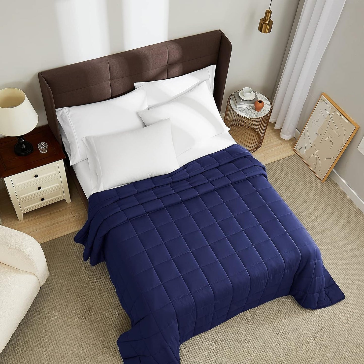 L'AGRATY Weighted Blanket - 88"x104" 20lbs Cooling Breathable Heavy Blanket Microfiber Material with Glass Beads for Adult All-Season Summer Fall Winter Soft Thick Comfort
