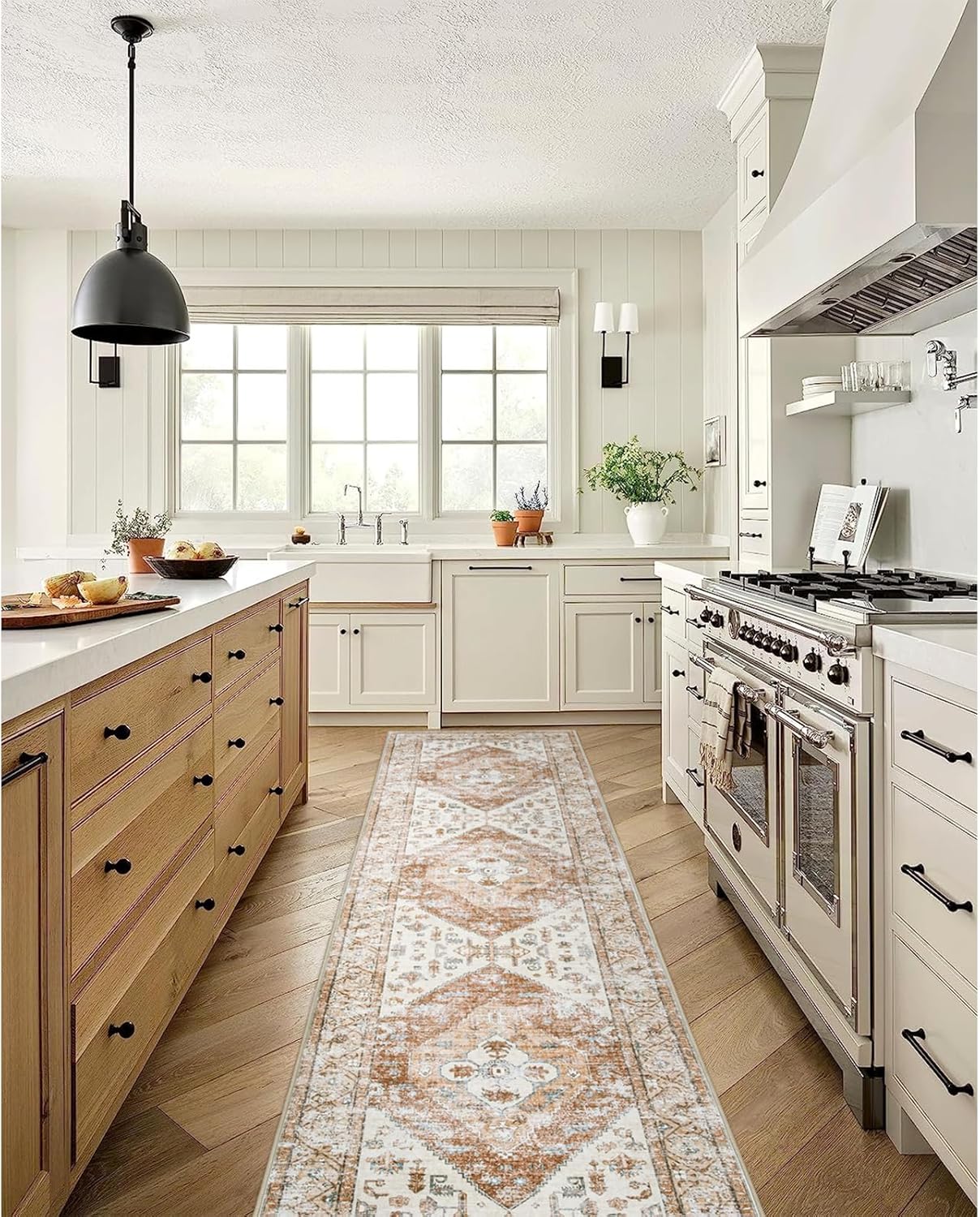 Lahome Boho Hallway Runners - 2x8 Runner Rug Non-Slip Washable Kitchen Runner Non-Shedding Lightweitht Floor Runners, Oriental Distressed Print Indoor Carpet Runner for Entrance Laundry Living Room