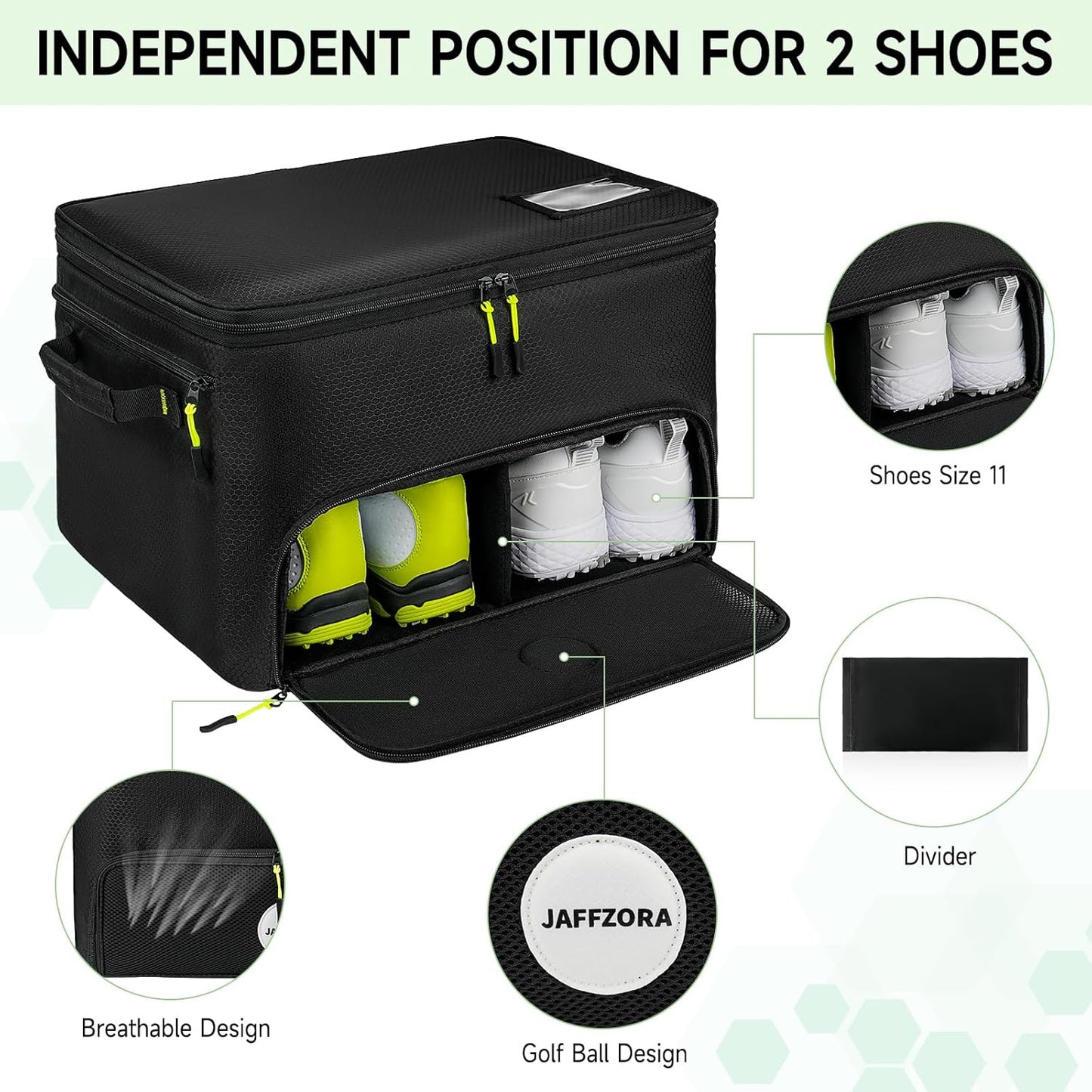 Golf Trunk Organizer, 2 Layers Golf Accessories Bag for Men, Waterproof Car Golf Storage Organizer with Compartment for 2 Pairs of Shoes, Golf Gifts for Men Women, Black