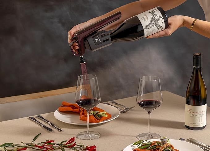 Coravin Timeless Six Plus Wine Preservation System - By-the-Glass Wine Saver - With 3 Pure Argon Gas Capsules, 6 Screw Caps & Wine Aerator - Limited Edition Hermitage Red