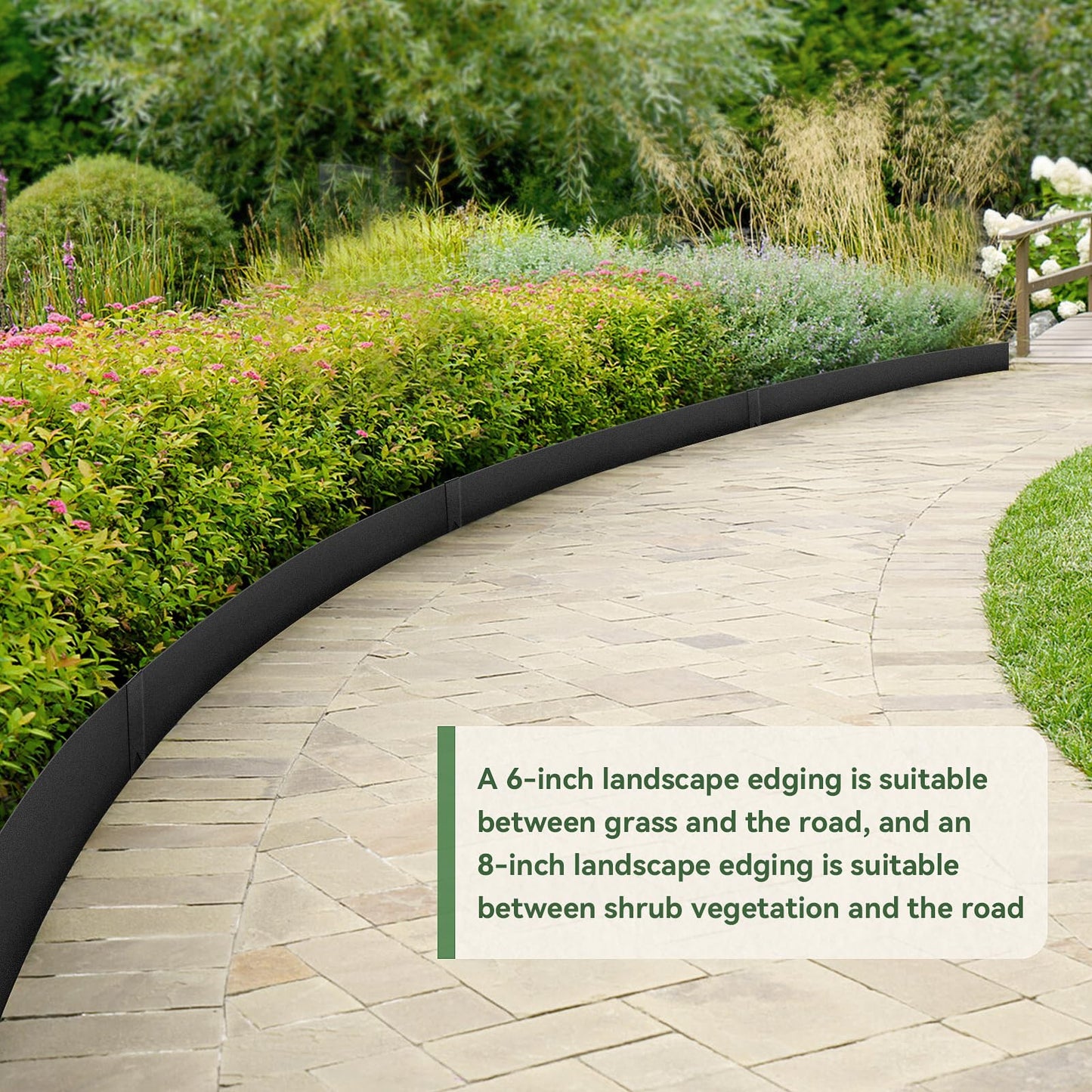 LMYYGOO 6PCS 8 inch Steel Landscape Edging Kit - 40" L x 8" H Each (20ft Total) Galvanized Steel Edge for Lawn Yard- No-Dig Hammer-in Heavy Duty Metal Edging Border with 6 Clips