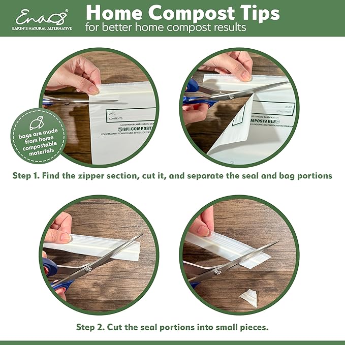 100% Compostable Food Storage Bags [Gallon 50 Count] Eco-Friendly Freezer Bags, Resealable-Bags, Heavy-Duty, Reusable, Off-White by Earth's Natural Alternative (Pack of 8)