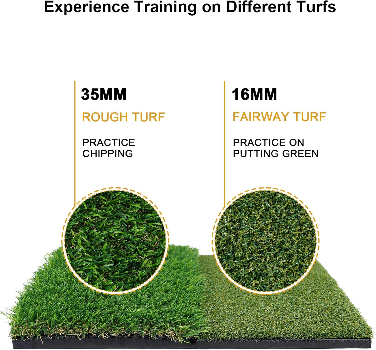 Golf Mat, Golf Hitting Mat Outdoor for Training, Golf Practice Mat with 10mm EVA Backing, Golf Mats Practice Indoor and Outdoor Turf with 8 Different Tees