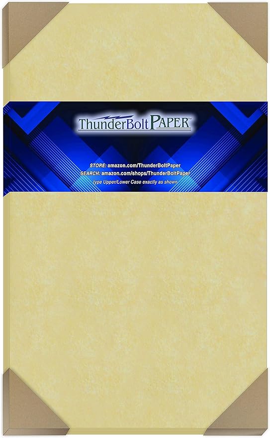25 Gold Parchment 65lb Cover Weight Paper 8.5 X 14 Inches Cardstock Colored Sheets Legal Size -Printable Old Parchment Semblance