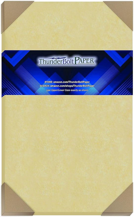 100 Gold Parchment 65lb Cover Weight Paper 8.5 X 14 Inches Cardstock Colored Sheets Legal Size -Printable Old Parchment Semblance
