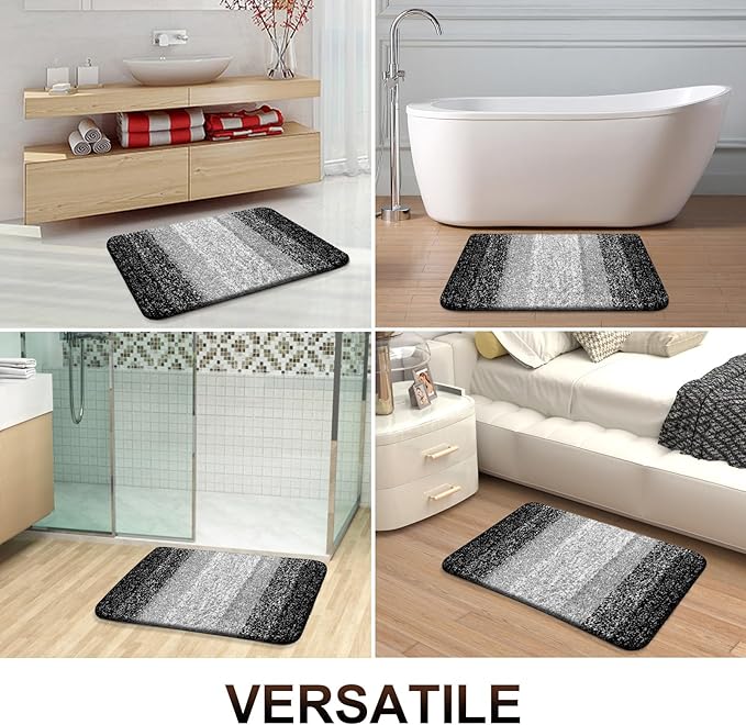OLANLY Bathroom Rugs Mat 30x20, Extra Soft Absorbent Microfiber Bath Rugs, Rubber Backing, Quick Dry, Machine Washable Bath Mats for Bathroom Floor, Tub and Shower, Home Decor Accessories, Black