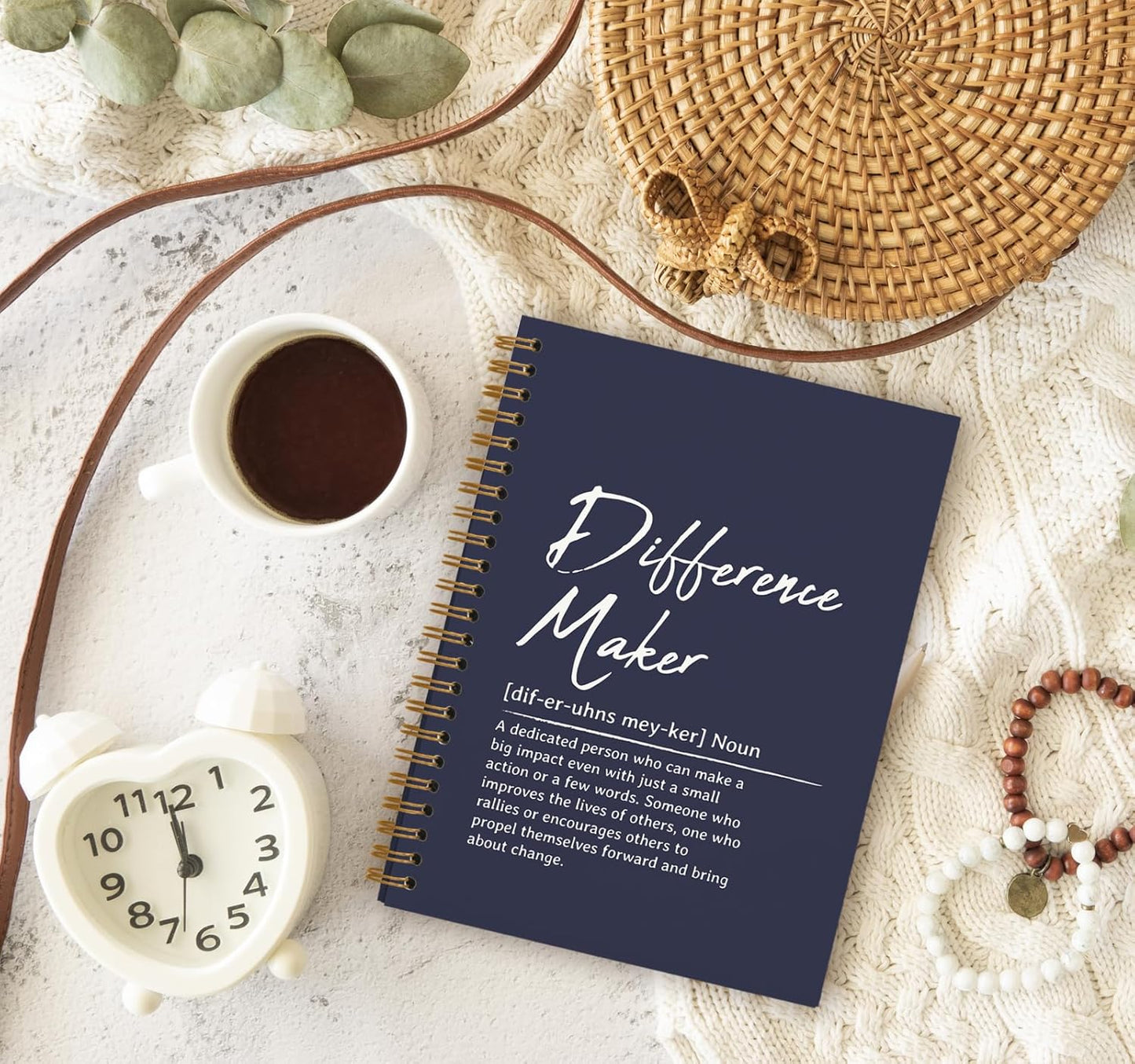 OXW Navy Blue Notebooks for Work, Difference Maker Gift Meeting Notebook Journal for Writing, Employee Appreciation Gifts, Thank You Gifts for Women Men Leader Mentor Boss Manager, 5.5"x8.3"