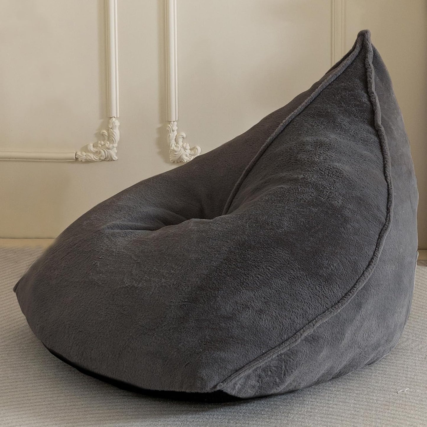 BYBYME Bean Bag Chairs Sherpa Lazy Sofa, Giant Beanbag Chairs for Adults with Stuffed High Density Foam Filling, Comfy Chair for Living Room