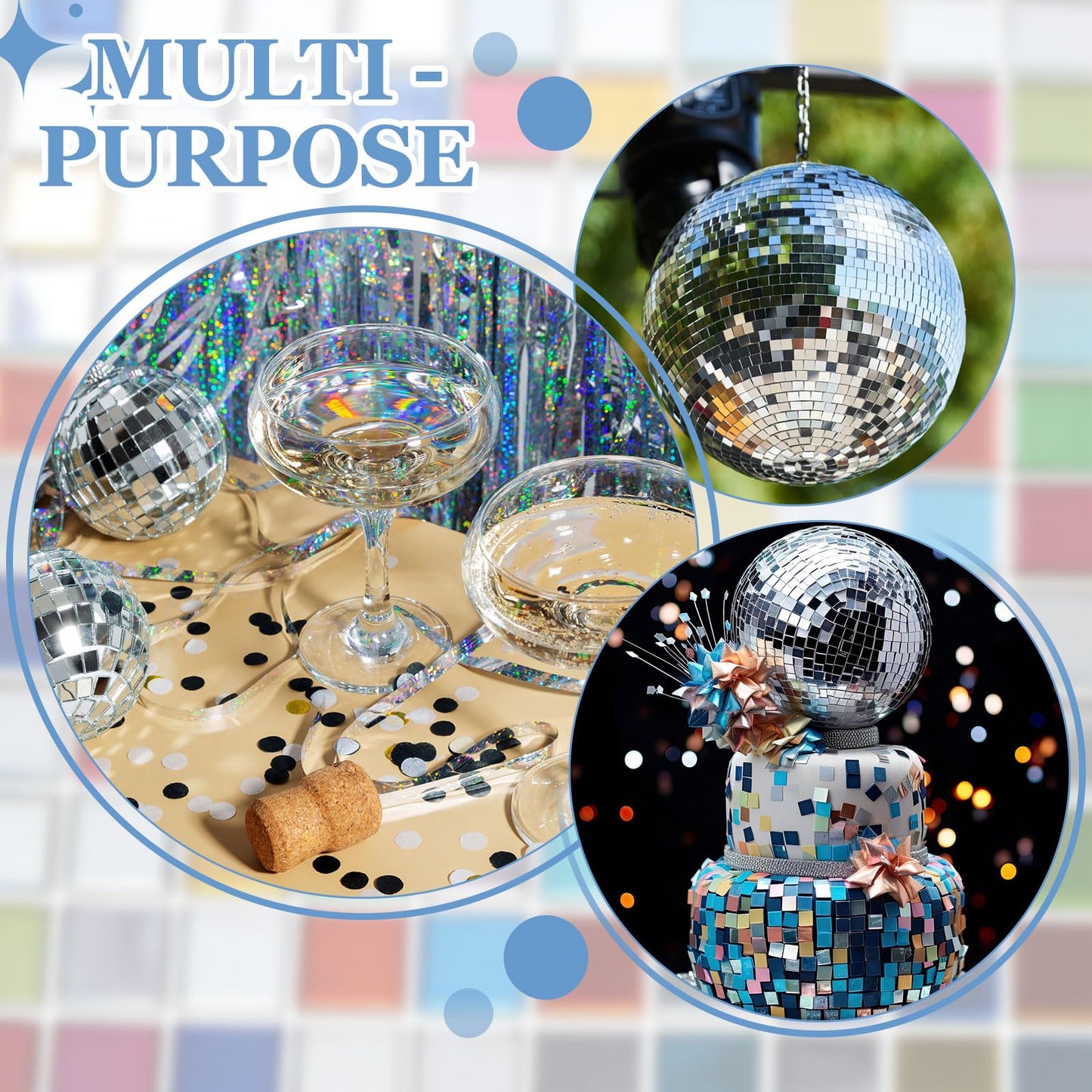 HARFINGTON 8000 Pcs Mirror Mosaic Tiles 5 x 5 mm Square Glass Self-Adhesive Disco Ball Mirror Tiles Sticker for DIY Craft Decoration Art Collage Card Making, Silver