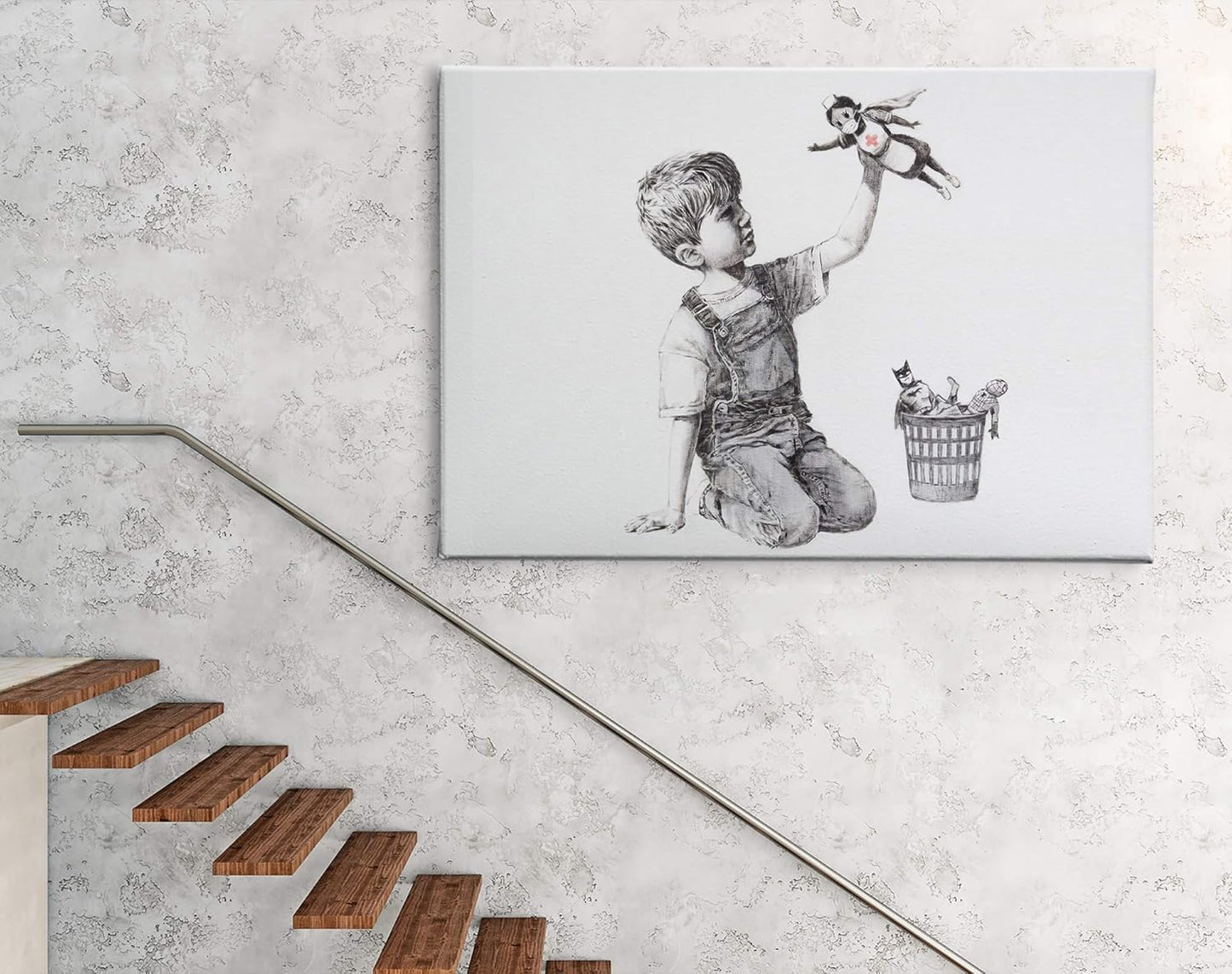 Banksy Super Nurse Hospital Canvas Art Wall Art Home Decor - Various Sizes (45in x 30in Gallery Wrapped)