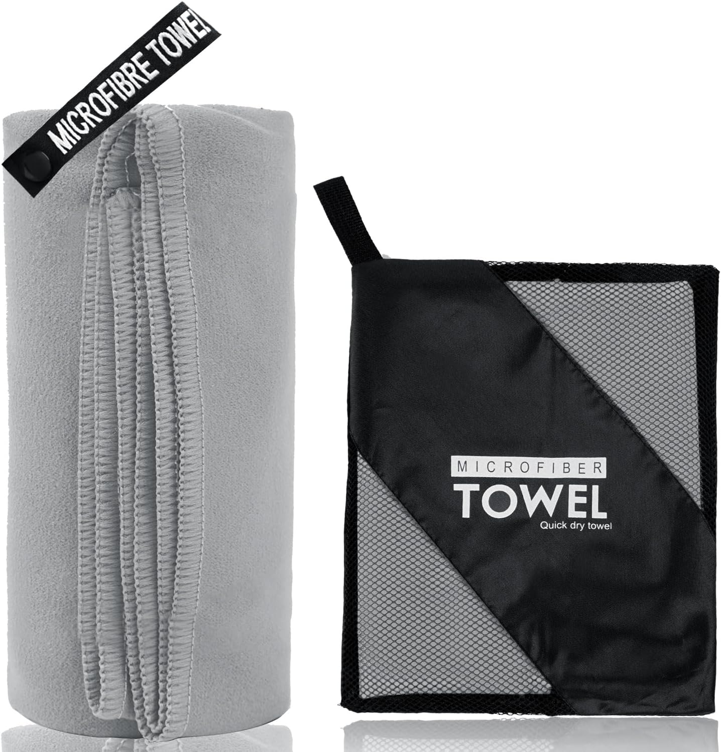 Microfiber Travel Towel, Soft Lightweight Quick Dry Towel, Super Absorbent Compact Travel & Sports & Beach Towels for Camping, Backpack, Gym, Swimming, Yoga, Hiking (M:20"×40" -Gray)