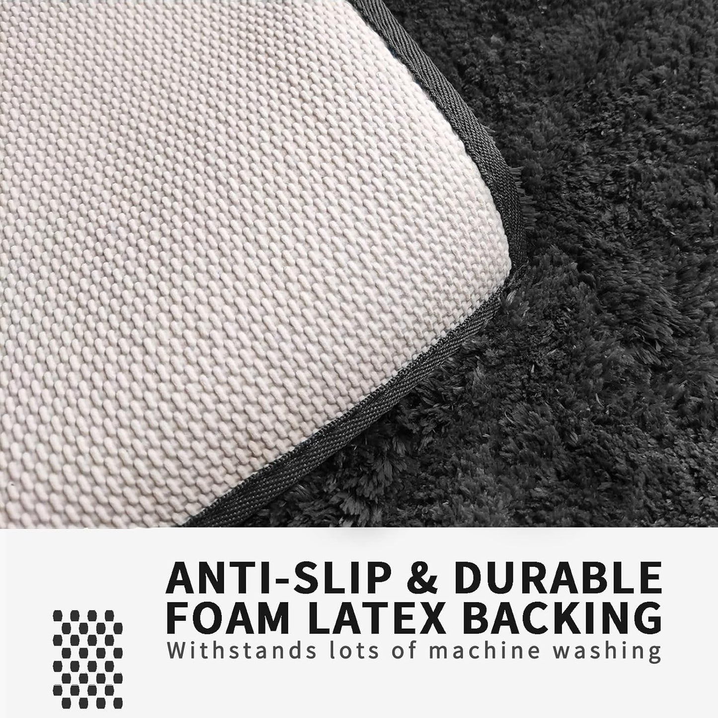 FIFU Bathroom Rugs 20" W x 32" L, Bath Mat for Bathroom, Bedroom, Laundry Room & Kitchen, Non-Slip Rubber Latex Backing, Extra Soft and Absorbent Microfiber Carpet, Machine Washable Rug, Black