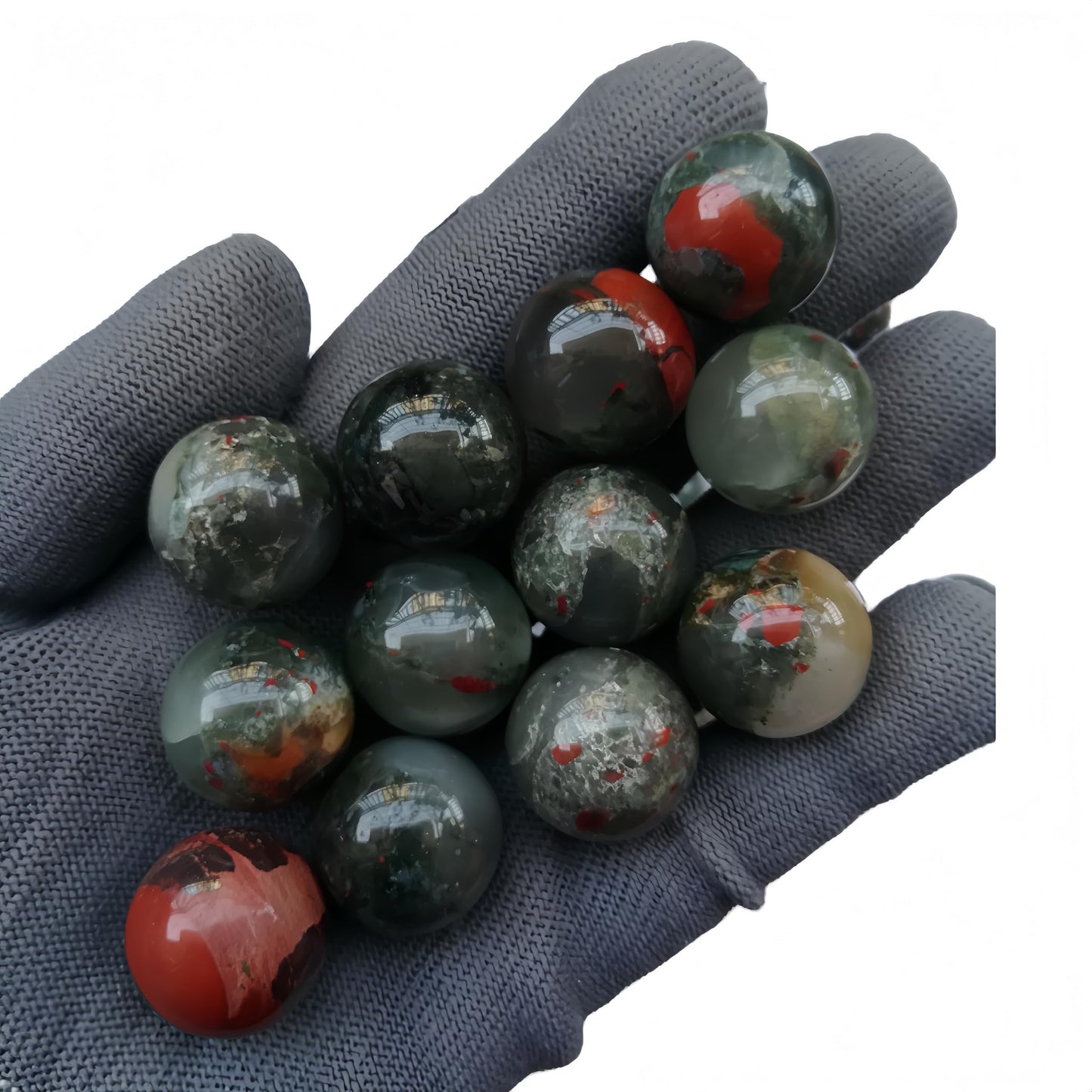 Sunshcat Natural African Bloodstone 0.78 Inchs Crystals and Healing Stone Ball Set,Home Desktop Feng Shui Array Decoration(7 Pieces) ﻿