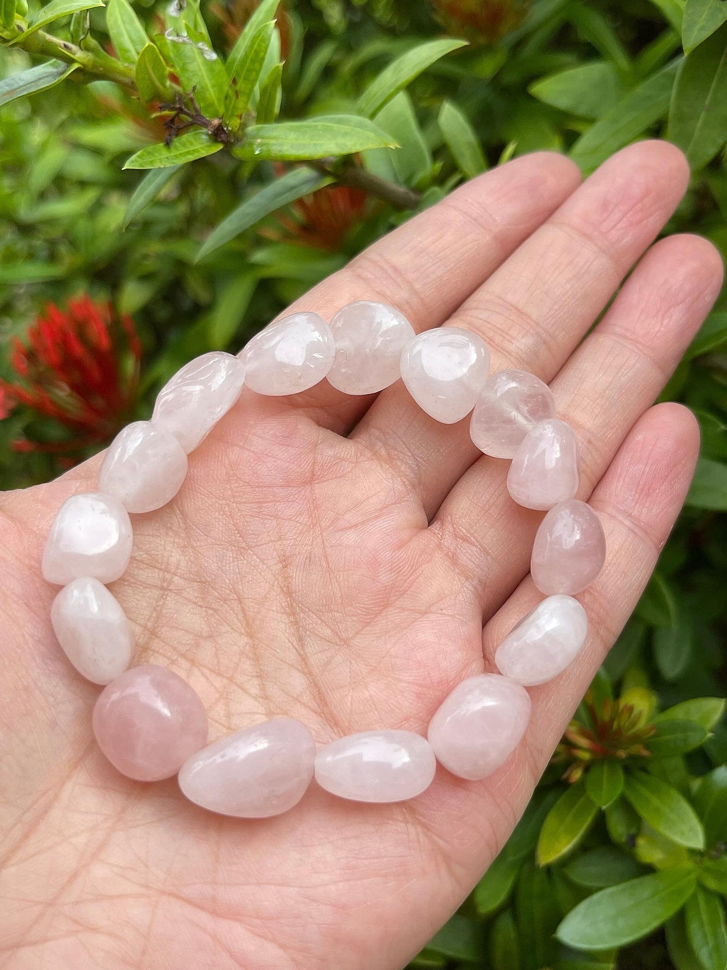 GAF TREASURES Rose Quartz Crystal Nugget Bracelet, Genuine Rose Quartz Bracelet, Healing Crystal Bracelet Gift for Men & Women (1)