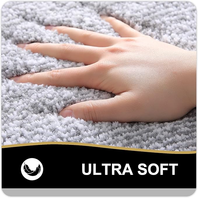 OLANLY Bathroom Rugs 59x20, Extra Soft and Absorbent Microfiber Bath Mat, Non-Slip, Machine Washable, Quick Dry Shaggy Bath Carpet, Suitable for Bathroom Floor, Tub, Shower (Runner, Grey)