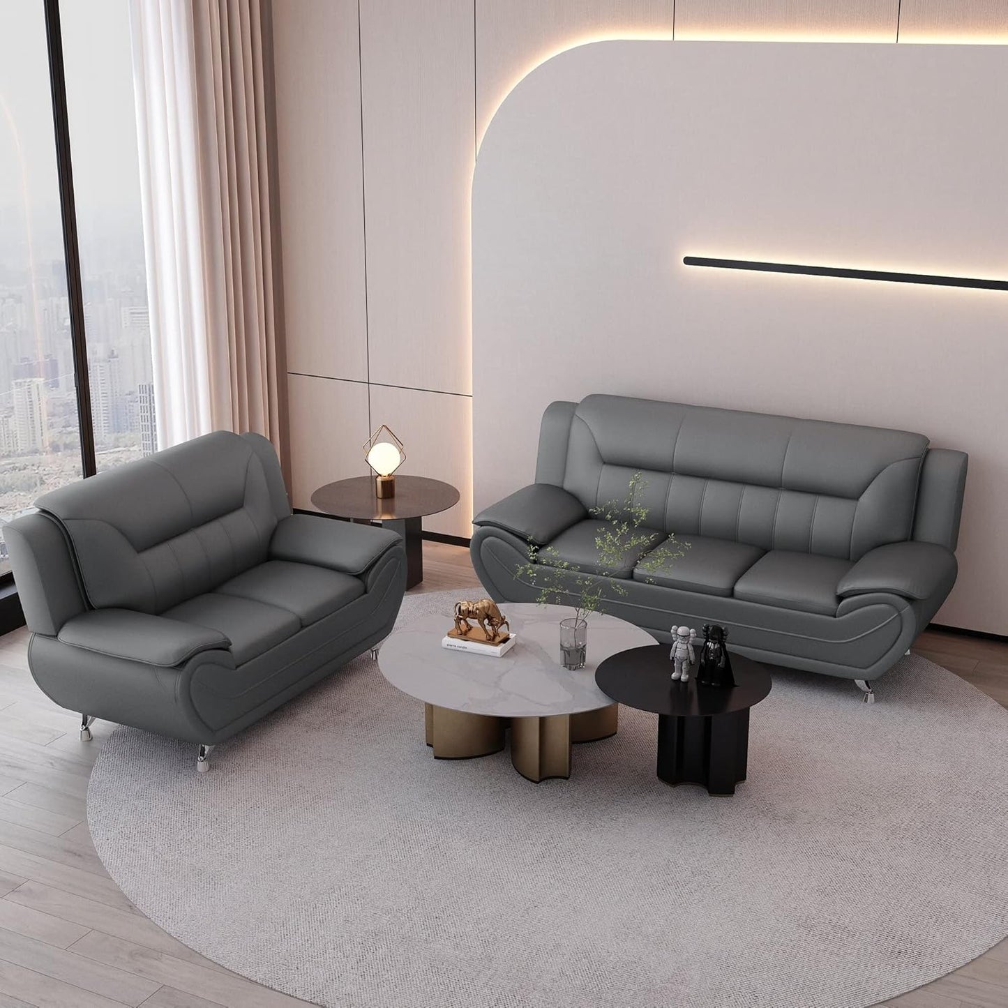 Container Furniture Direct Michael Sofa And Loveseat Gray