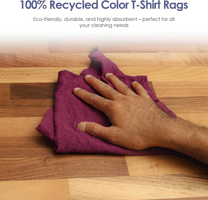 Huck & Terry Tshirt Bag of Rags Multicolored (50LB), Cotton Blend, Paint Cloth and Multipurpose, Kitchen, Auto, Staining Rags, Lint Free Absorbent Washable 18 x 18 in (50 LBS Bag)