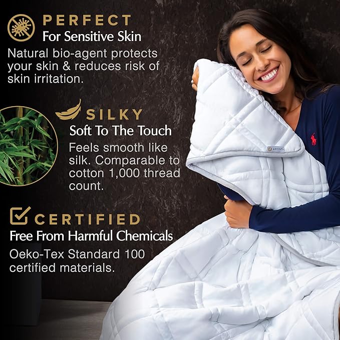 Aricove Cooling Weighted Blanket for Adults, 25lbs, Queen/King Size, 80x87 inches, Silky Soft Bamboo Viscose, Machine Washable, White