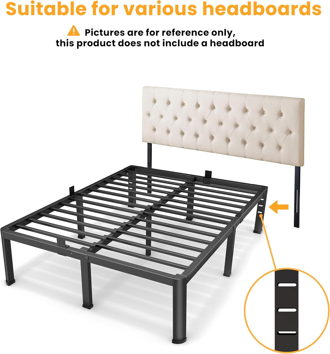 20 Inch Queen Size Metal Platform Bed Frame with Round Corners, Storage Space Under High Bed Frame-Heavy Duty Steel Slats Support, Noise Free - Easy Assembly - No Box Spring Needed