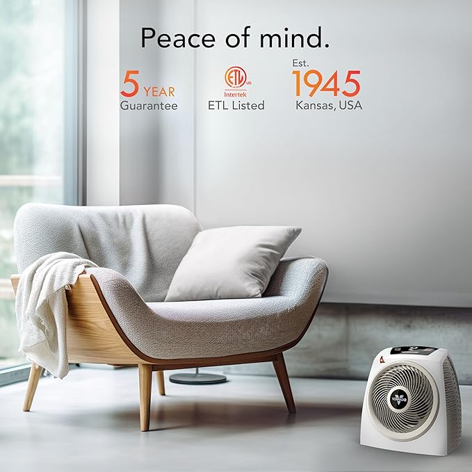Vornado AVH10 (2025) Space Heater for Home, Fan Only Option, Digital Display with Adjustable Thermostat, Advanced Safety Features, Auto Climate Control, Whole Room Electric Heater for Indoors, White