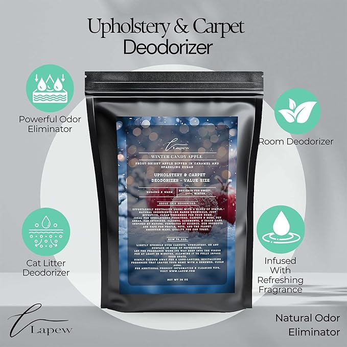 Winter Candy Apple Carpet Freshener Powder Value Size 36 oz | Powerful Odor Eliminator for Home | Upholstery Deodorizer | Carpet Deodorizer | Cat Litter Box