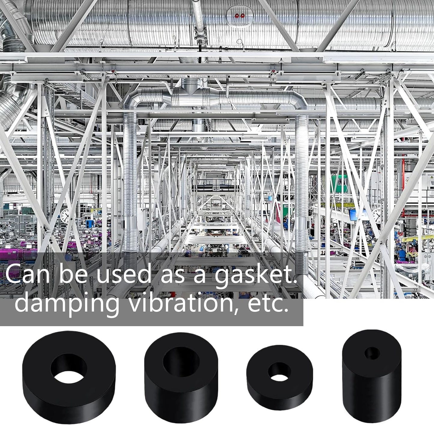 30 PCS Rubber Spacer 4 Sizes Black Non-Slip Thick Grommets Vibration Isolation Round Rubber Flat Washers