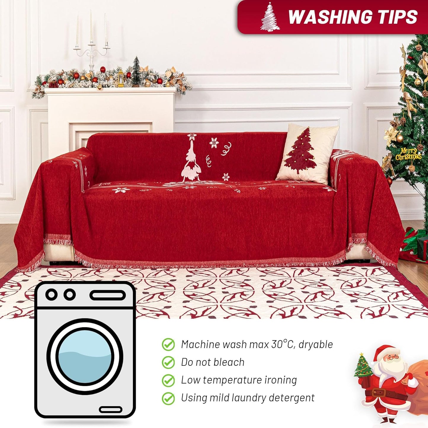 MYSKY HOME Couch Covers Couch Cover for Dogs Washable Couch Covers for Sectional Sofa Sofa Covers for 3 Cushion Couch Sofa Cover for Living Room Furniture Protector for Pets, Kids, 71"x134", Red