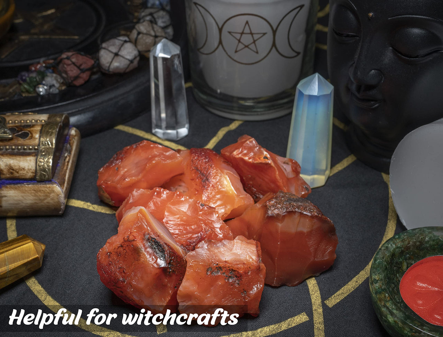 Crocon® 2LB Carnelian Rough Bulk Rocks Natural Stone Spiritual Gifts Raw Gemstone Crystals and Stones Tumbling Cabbing Polishing Gem Mining Chakra Balancing Reiki Healing Home Office Décor