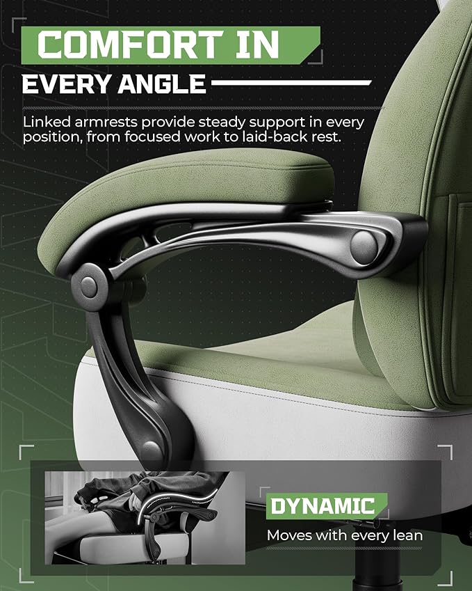 GTPLAYER Gaming Chair, Computer Chair with Footrest and Lumbar Support for Adults, 360°-Swivel Big & Tall Reclining Seat for Office or Gaming (Green)