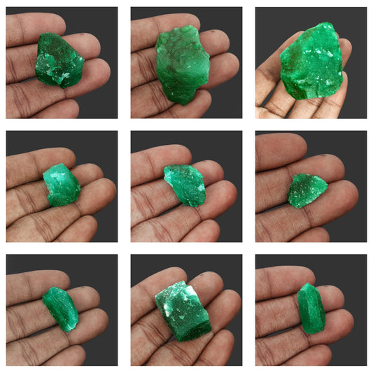 GEMHUB Protection Green Emerald Crystals and Healing Stones 96.00 Ct Natural Raw Emerald Gemstones for Jewelry Making