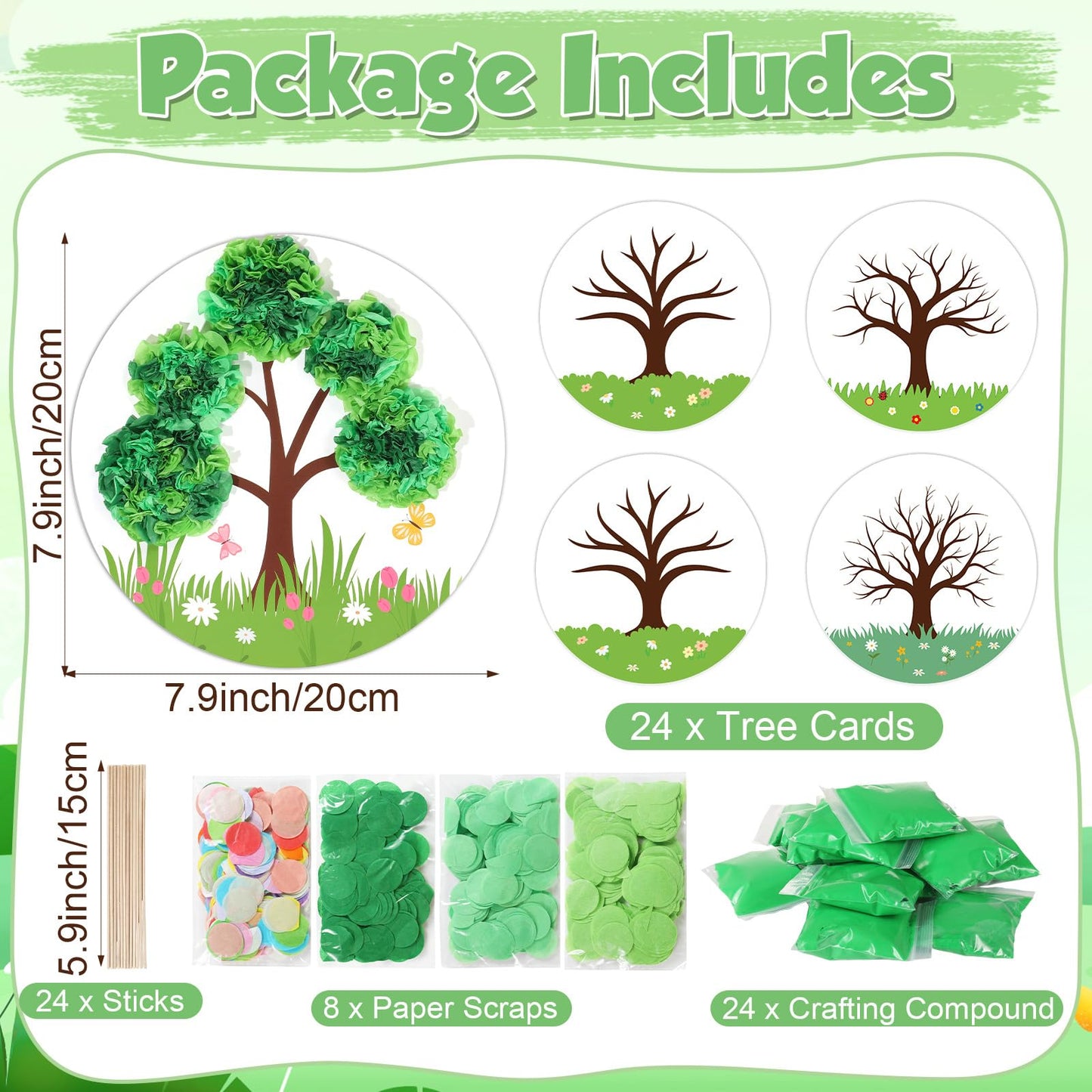 ZOIIWA Spring Poke-in Craft Kit Make Your Own Springtime Tree Ornament Spring Tree Crafts Kit Summer Poking Art Decor for Home Creative Activity Art Project Birthday Party Decor Supplies 12 Sets