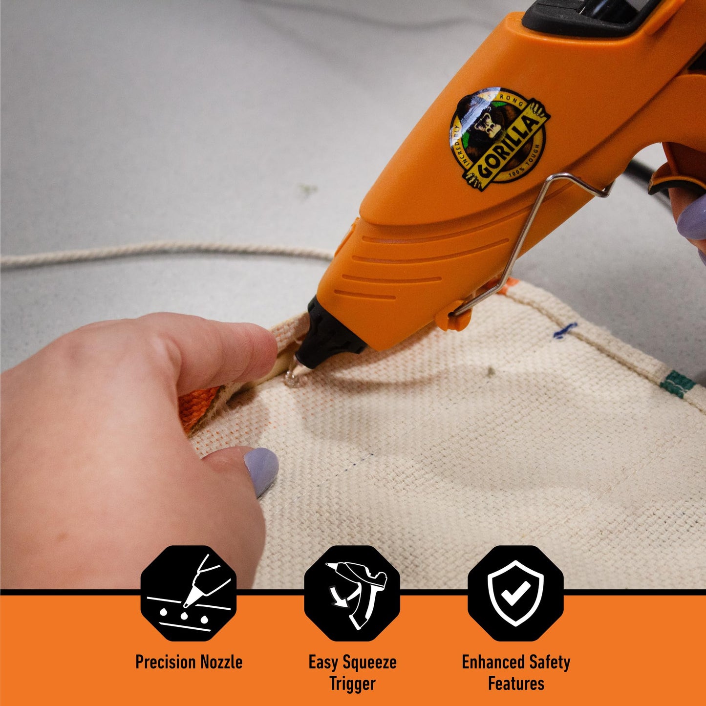 Gorilla Hot Glue Gun Kit (Pack of 1 Full Size Hot Glue Gun and 45 Sticks) - Dual Temp, Precision Nozzle, and Easy Squeeze Trigger