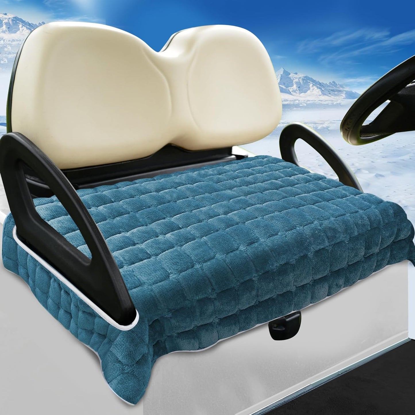 YOKYHOM Golf Cart Seat Covers, Supreme Comfort Golf Cart Seat Towel Blanket, Heavyweight Deep-Pile, Fits EZGO, Yamaha, Club Car and More 2-Seat Carts, 50"x 27.5", Dark Blue