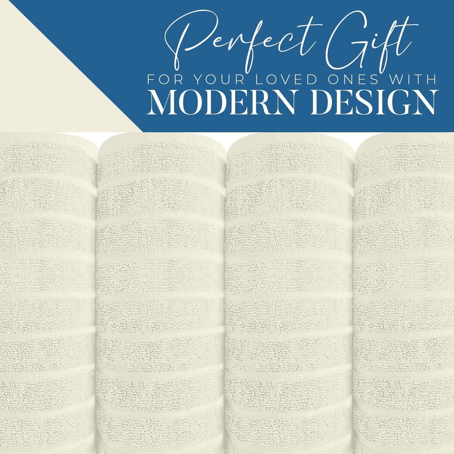 DAN RIVER Pack of 2 Bath Sheet 35x70 Inches, Extra Large Ribbed Quick Dry Bath Towels, Hotel Collection Towels for Adults - Ivory