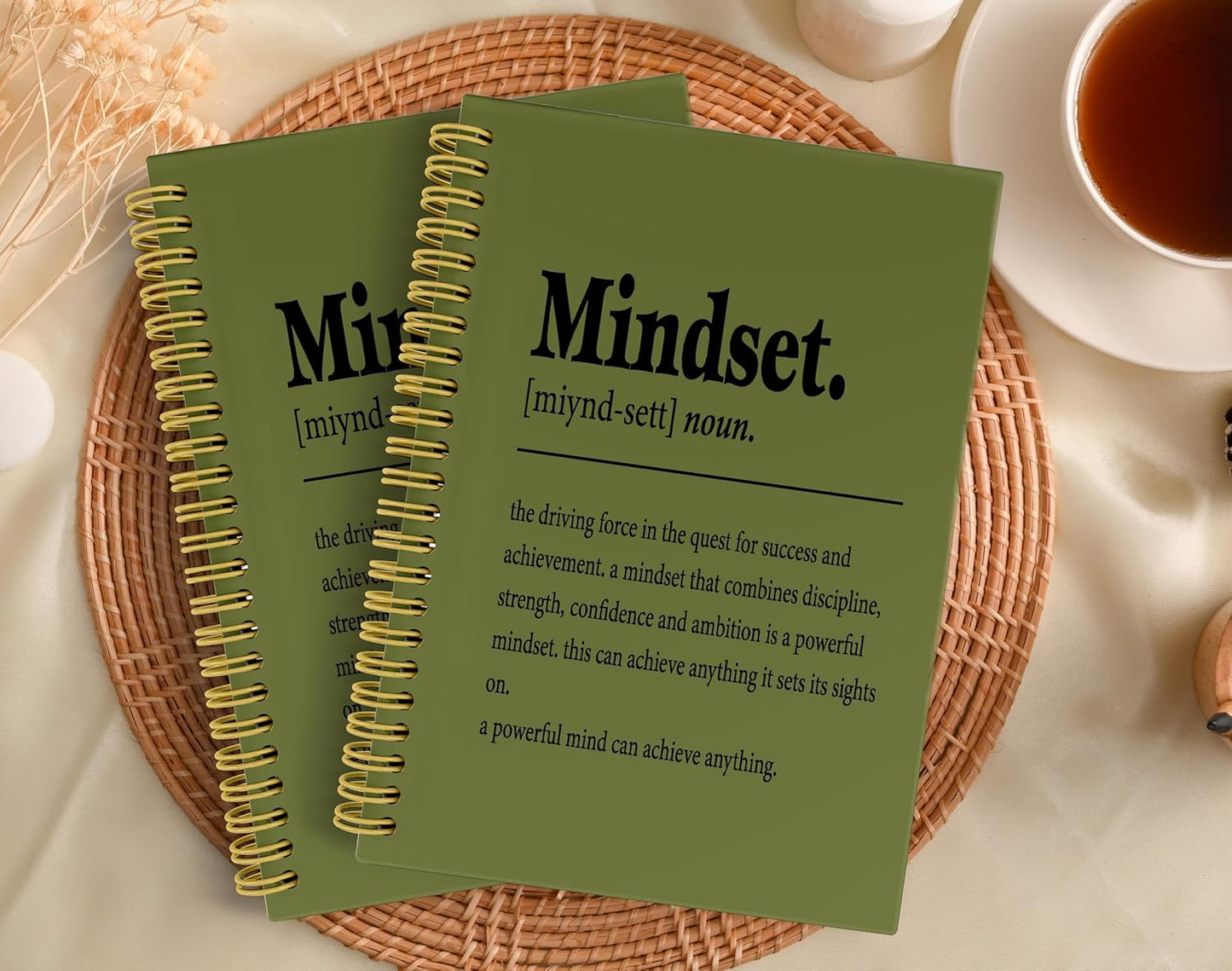 Knibeo Mindset Inspirational Notebooks Journal - Notebooks for School, 5.5×8.3 Inch Inspirational Spiral Bound Notebook with 164 Pages, College School Supplies(Dark Green)