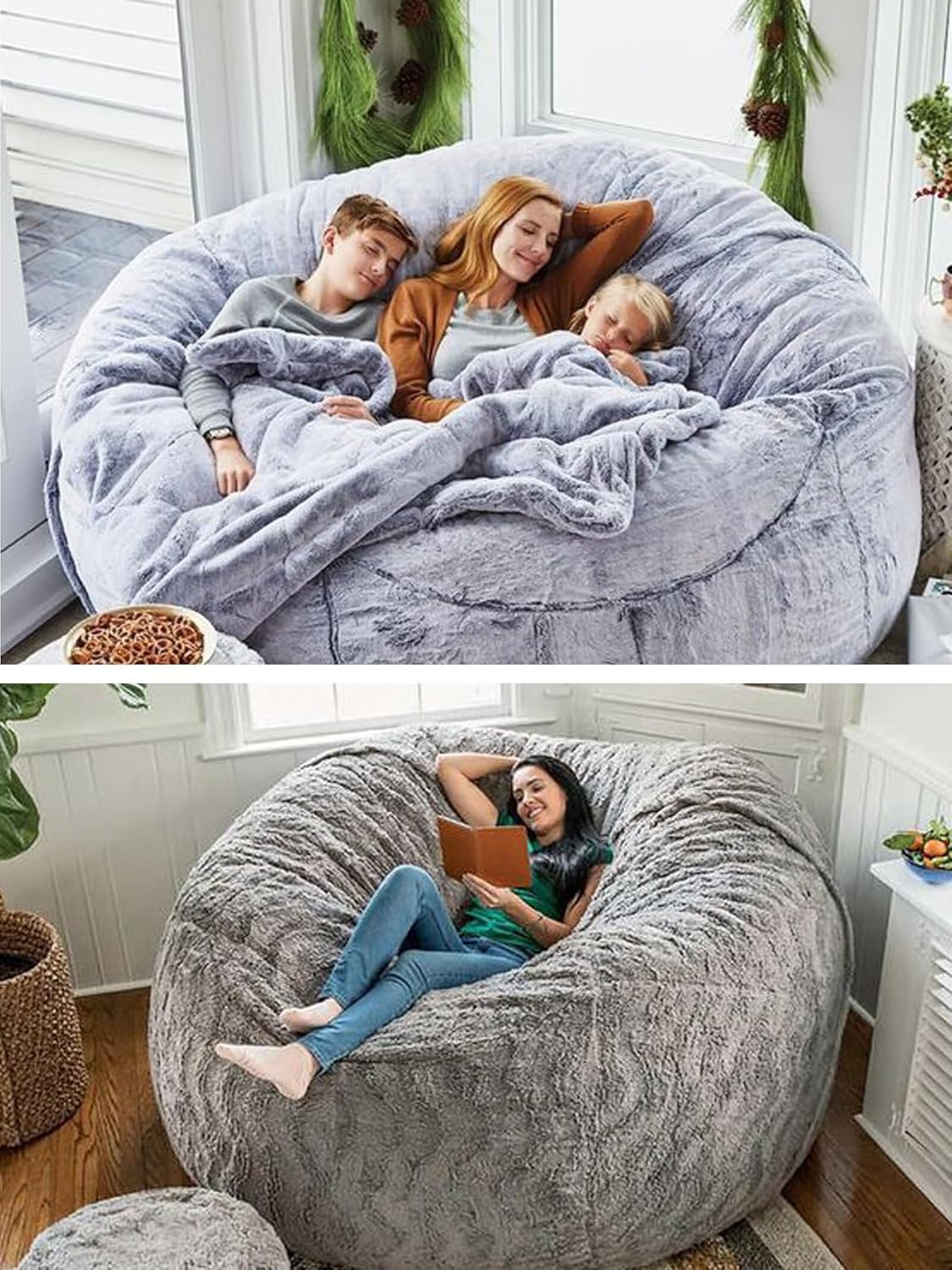 Bean Bag Chair for Adults Kids Without Filling Comfy Fluffy Oversized Round Beanbag Chair Lazy Sofa Cover for Reading Chair Floor Chair, 3.5FT, Yellow