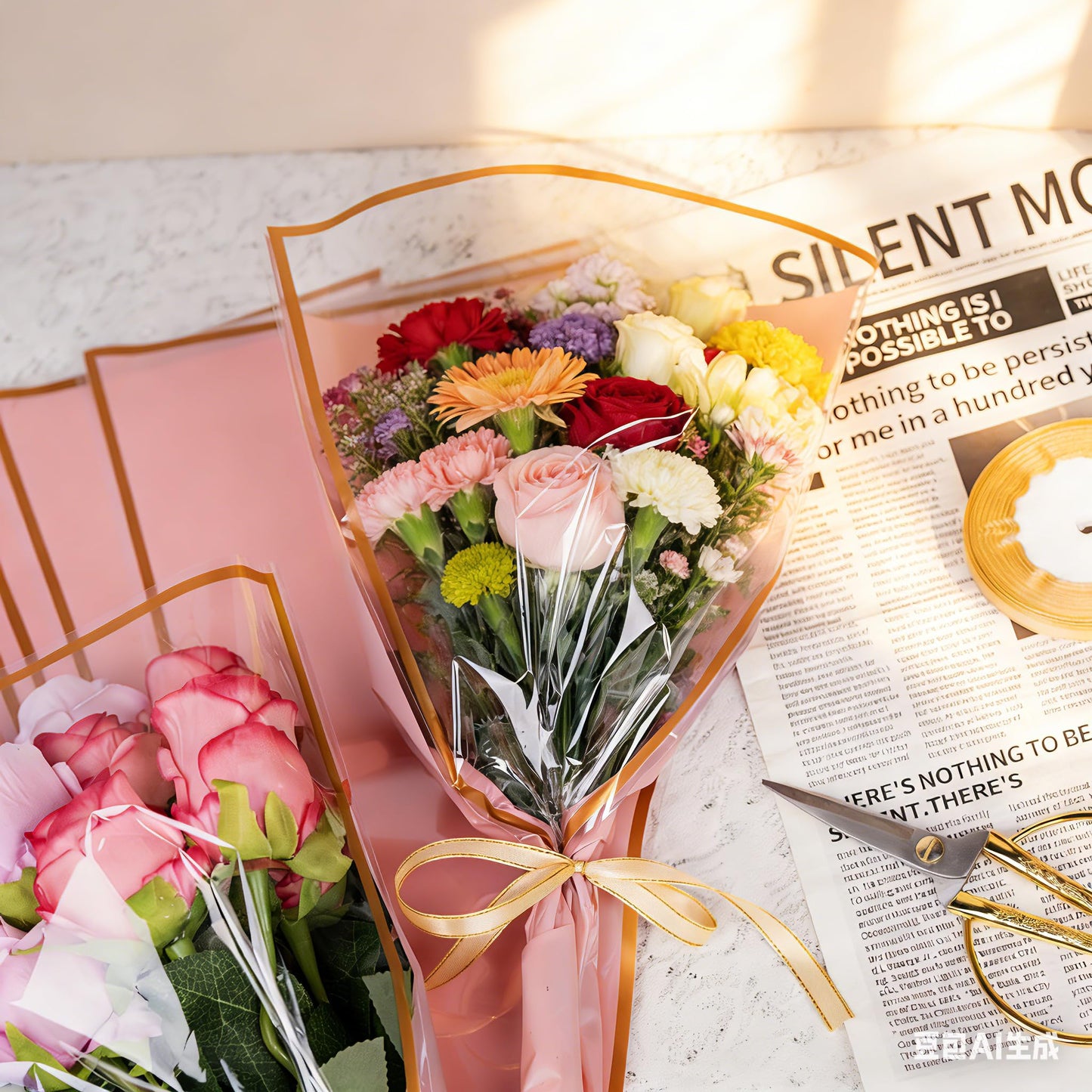 JLXWQXSE 150 PCS Flower Bouquet Bags, 17x 11 Inch Plastic Floral Wraps Sleeves for Bouquets, Flower Packaging Bags for Florist Supplies Flower Bar Wedding Birthday Mother’s Day