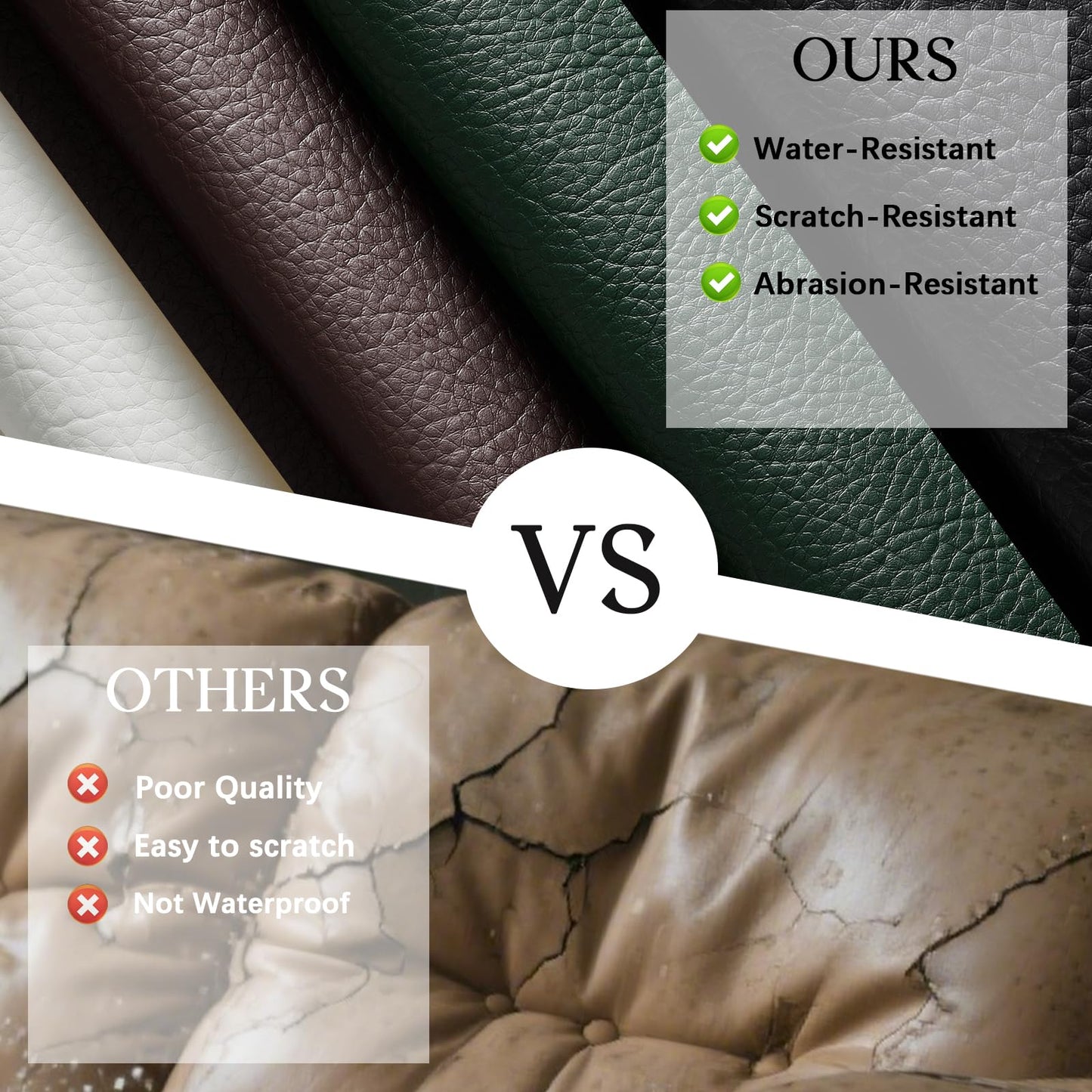 HYVAKUPPA Faux Leather Fabric by The Yard Marine Vinyl Fabric 55" W Outdoor Upholstery Fabric Waterproof PU Leather for Crafts Furniture Handbag DIY Sewings Earrings Decor (1 Yard, Dark Green)