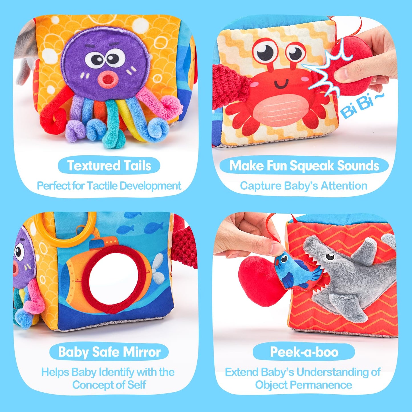 hahaland Baby Toys 0-12 Months - Soft, Crinkle, Squeaky, Sensory Toys for Babies