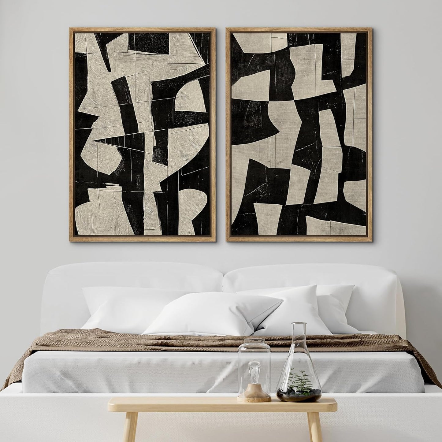 SIGNWIN Framed Canvas Print Wall Art Geometric Abstract Warm Tones with Gold Accent Illustrations Modern Art Decorative Contemporary for Living Room, Bedroom, Office - 16"x24"x2 Natural