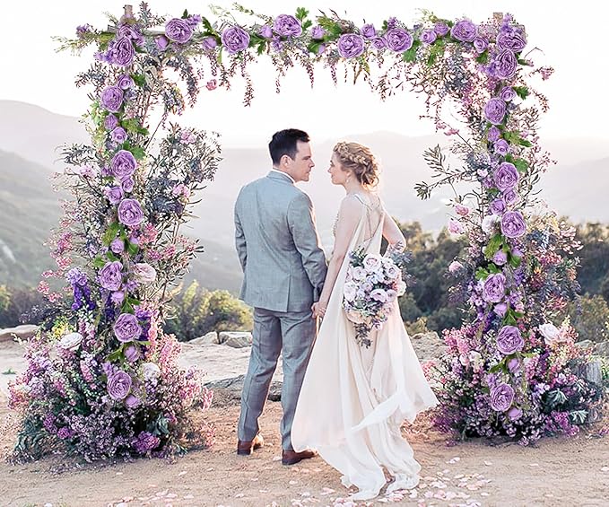 DearHouse Artificial Peony Flower Garland - 6ft/Strand Silk Peony Garland with Pink Flowers for Wedding Party Table Decoration,Deep Ruby (Wisteria)