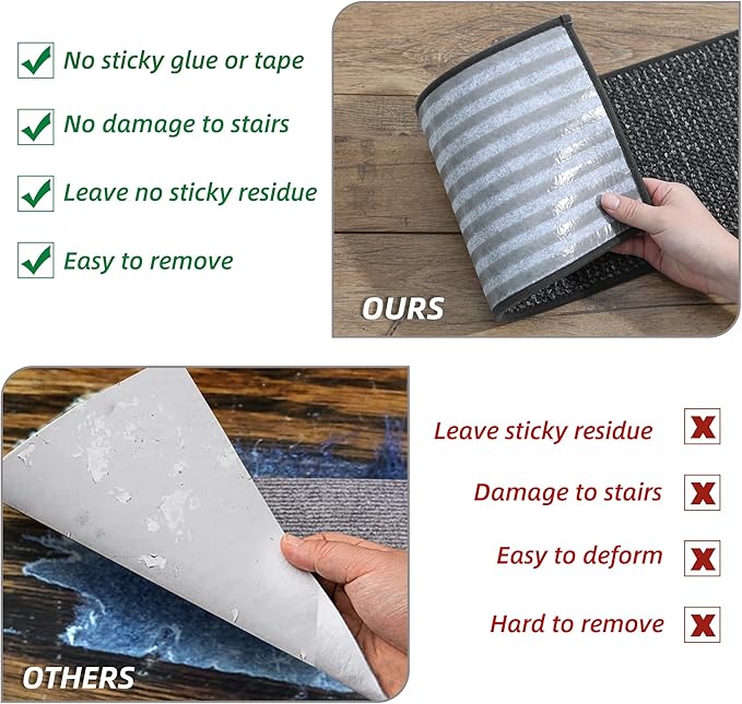 BEQHAUSE Stair Treads for Wooden Steps 28inX9in, Carpet Stair Treads Non Slip Indoor, Machine Washable Stair Runners for Kids Elders and Pets, Carpet for Stair Rugs Mat, TPE Backing, 15pcs, Charcoal