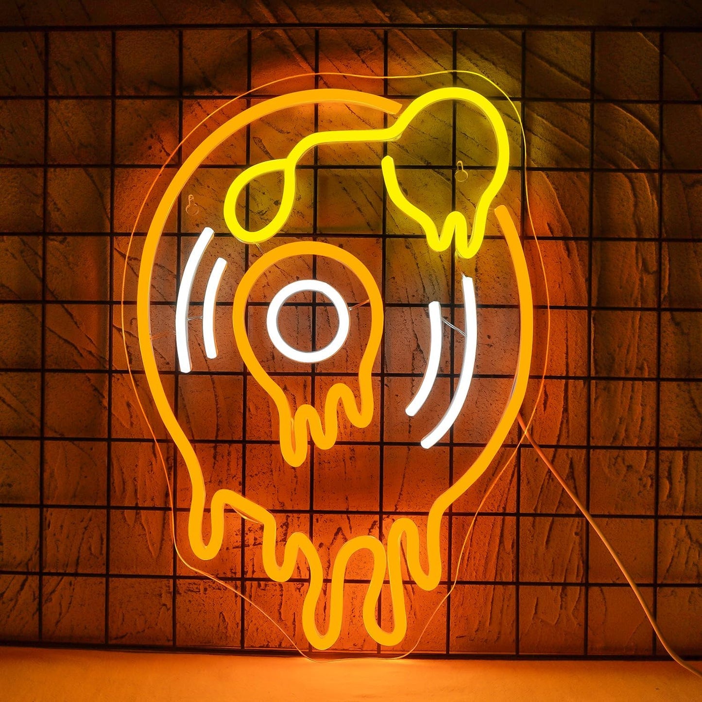 WLHOPE Melting Record Neon Signs for Wall Decor LED Lights Decorations for Live Music Studio Beer Bar, Light Sign Suitable for Dormitory Man Cave