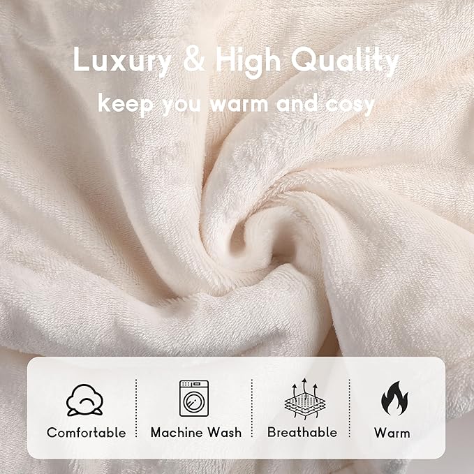 Heated Blanket Electric Blanket King Size 90''x100'' with 10 Heating Levels, 1-12 Hour Auto Shut Off, Machine Washable, Dual Controller Soft Warming Blanket for Couch, Bed, Office - White